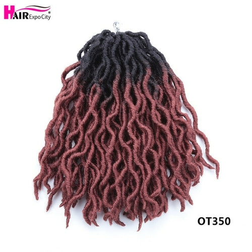 12Inch Goddess Faux Locs Crochet Hair Synthetic Wave Hair Ombre