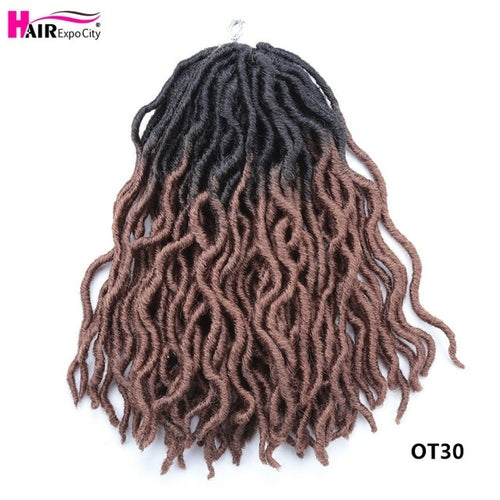 12Inch Goddess Faux Locs Crochet Hair Synthetic Wave Hair Ombre