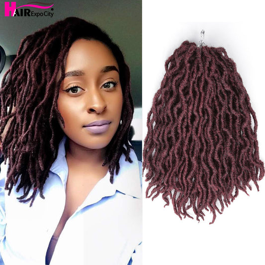 12Inch Goddess Faux Locs Crochet Hair Synthetic Wave Hair Ombre