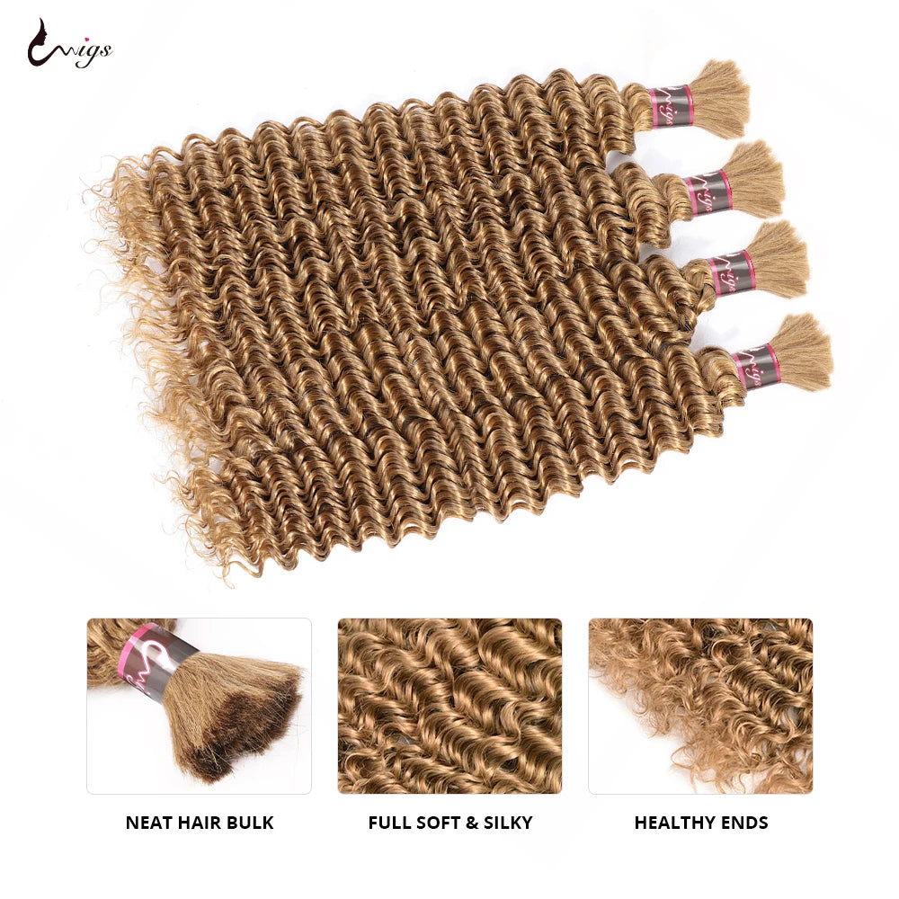 Uwigs Braiding Hair 27# Honey Blonde Bulk For Braiding Brazilian Deep