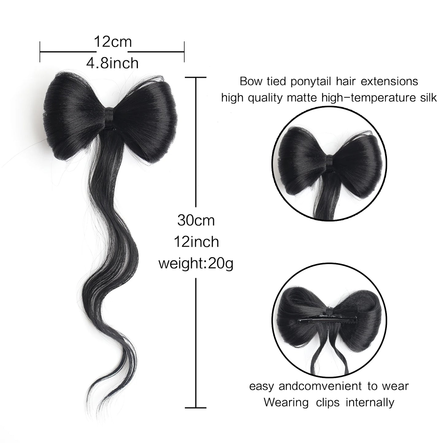 Synthetic Bowknot Hair Bun Claw Clip In Hair Extensions Hair