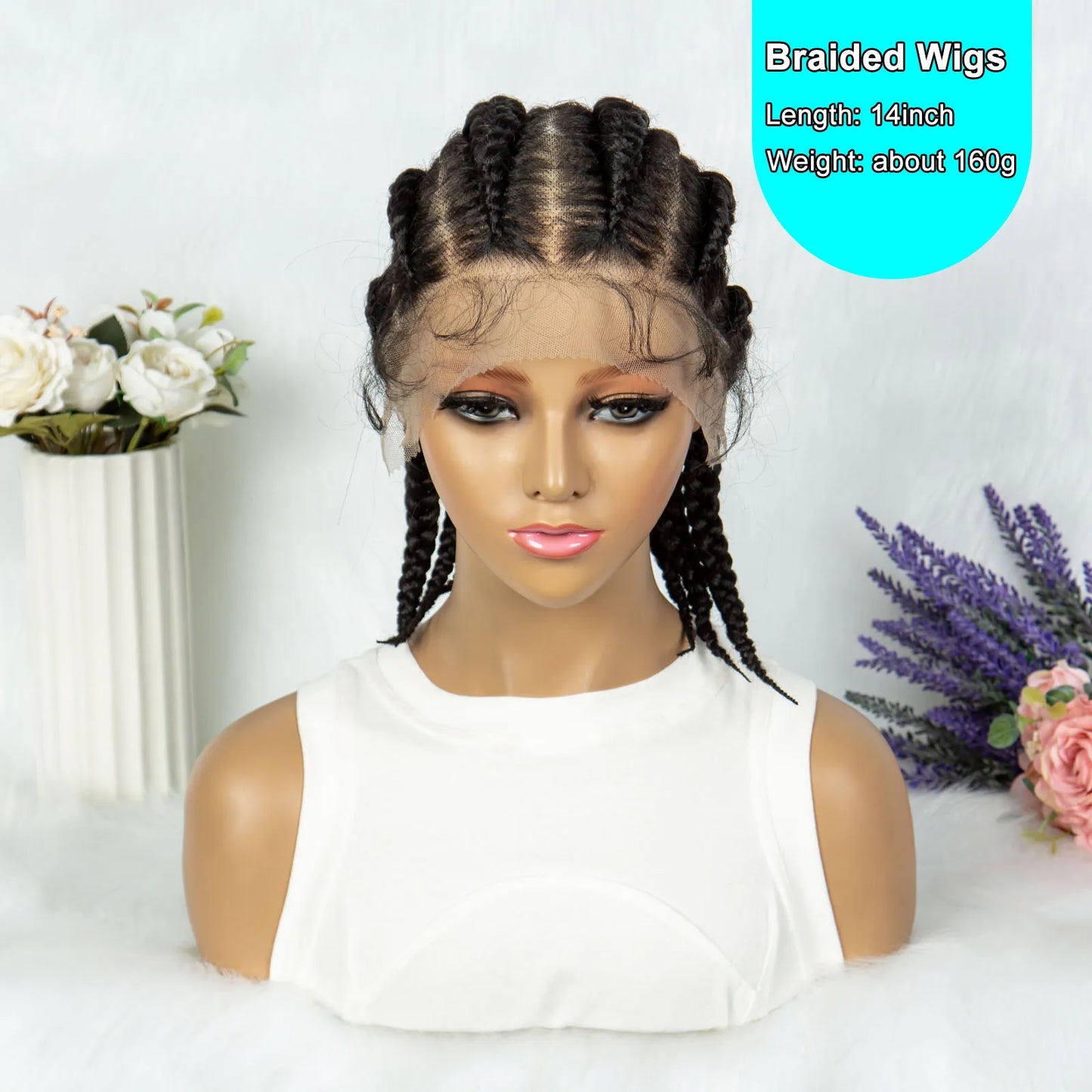 KIMA Full Lace Cornrow Box Braided Wig Synthetic Lace Front Wigs for