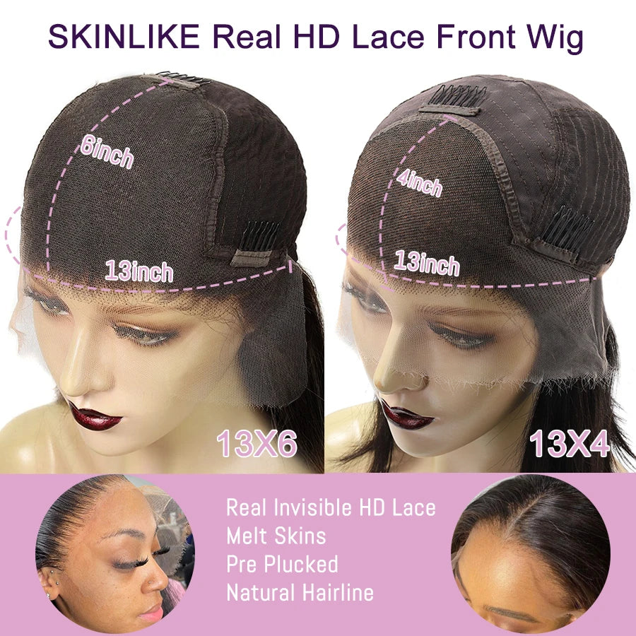 SKINLIKE Real HD Lace Front Human Hair Wigs 34inch 250% Highlight Wig