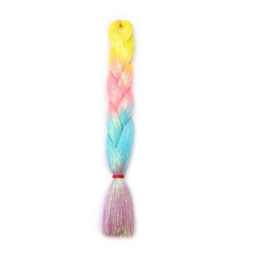 24inch Synthetic Braiding Hair Mix Tinsel Glitter Pink Red Green