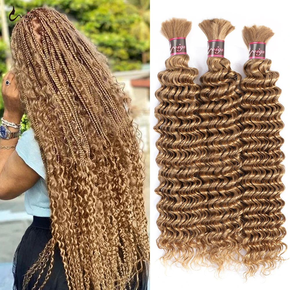 Uwigs Braiding Hair 27# Honey Blonde Bulk For Braiding Brazilian Deep