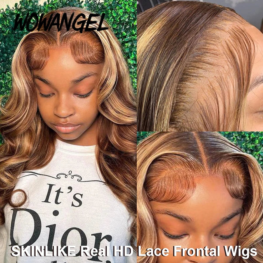 SKINLIKE Real HD Lace Front Human Hair Wigs 34inch 250% Highlight Wig