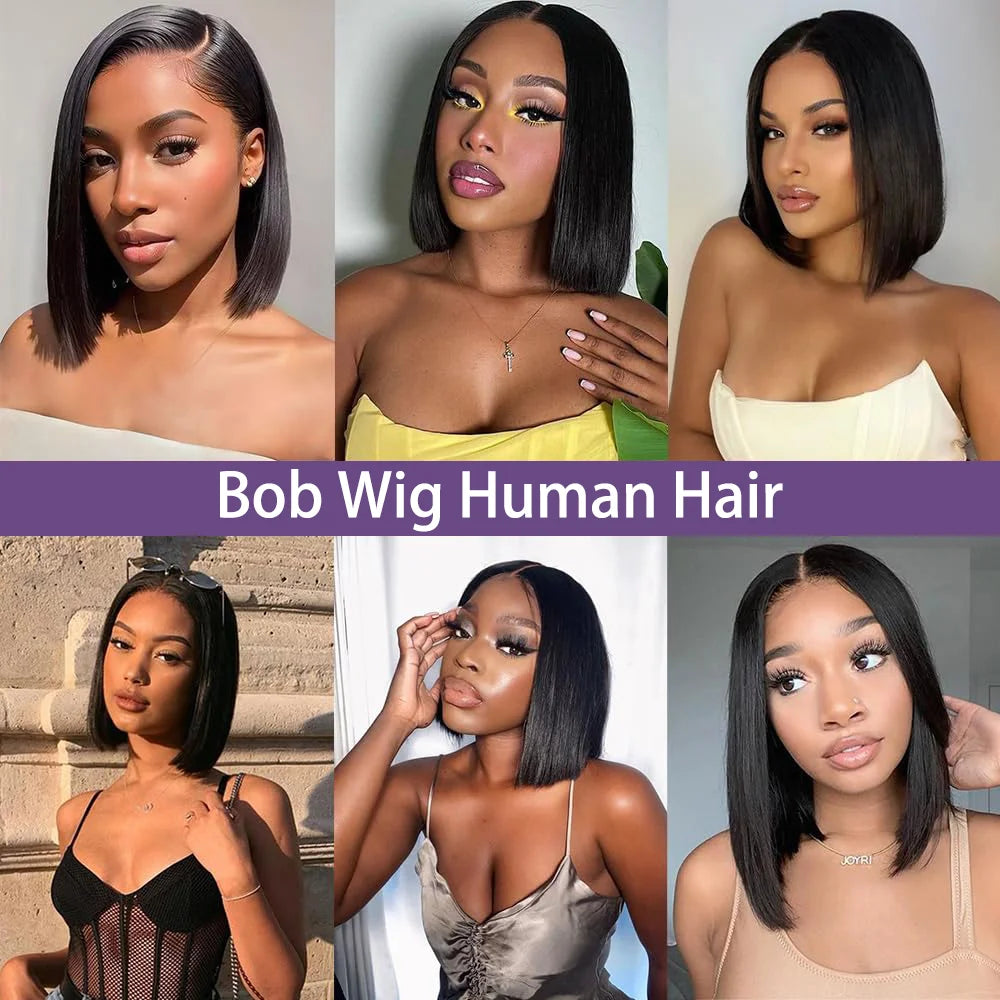 13x4 HD Lace Frontal Straight Bob Wig Pre Plucked Human Hair Wigs