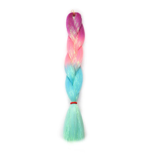 24inch Synthetic Braiding Hair Mix Tinsel Glitter Pink Red Green