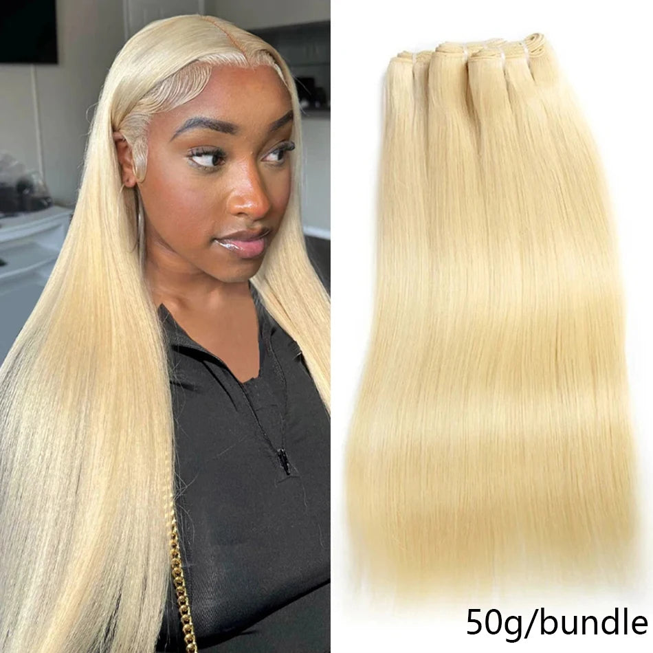 613 Honey Blonde Colored 8-30 Inch Straight Human Hair Bundles 50g