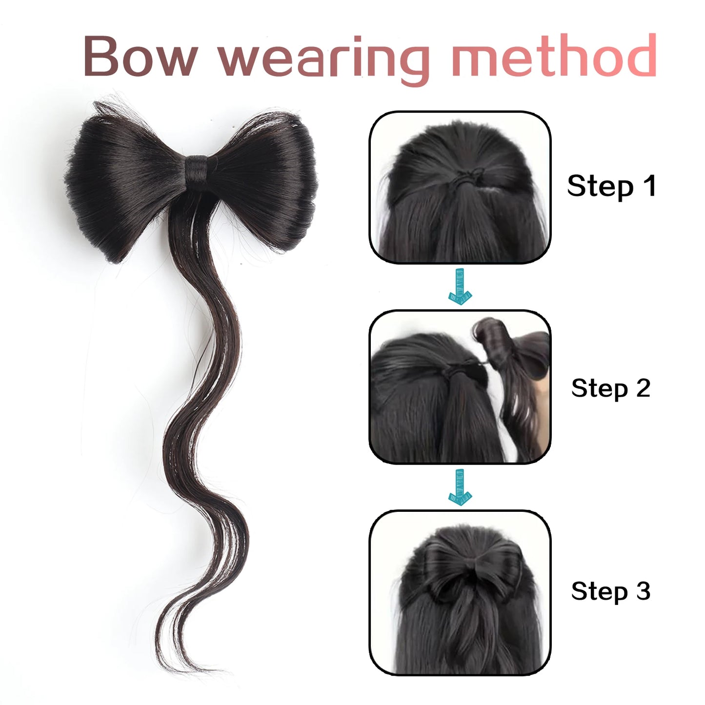 Synthetic Bowknot Hair Bun Claw Clip In Hair Extensions Hair