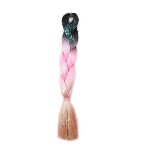 24inch Synthetic Braiding Hair Mix Tinsel Glitter Pink Red Green