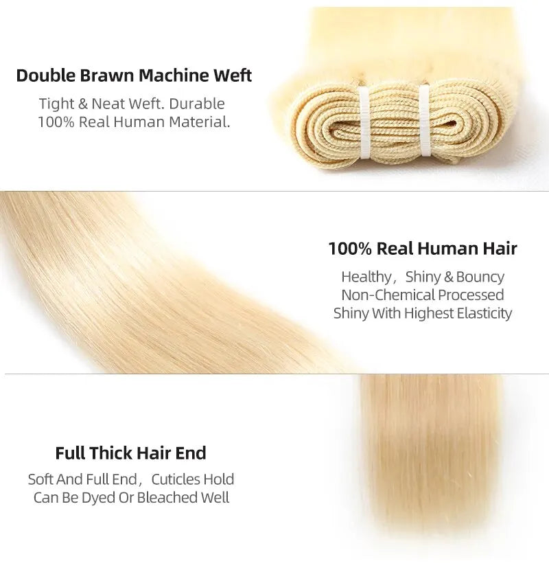 613 Honey Blonde Colored 8-30 Inch Straight Human Hair Bundles 50g