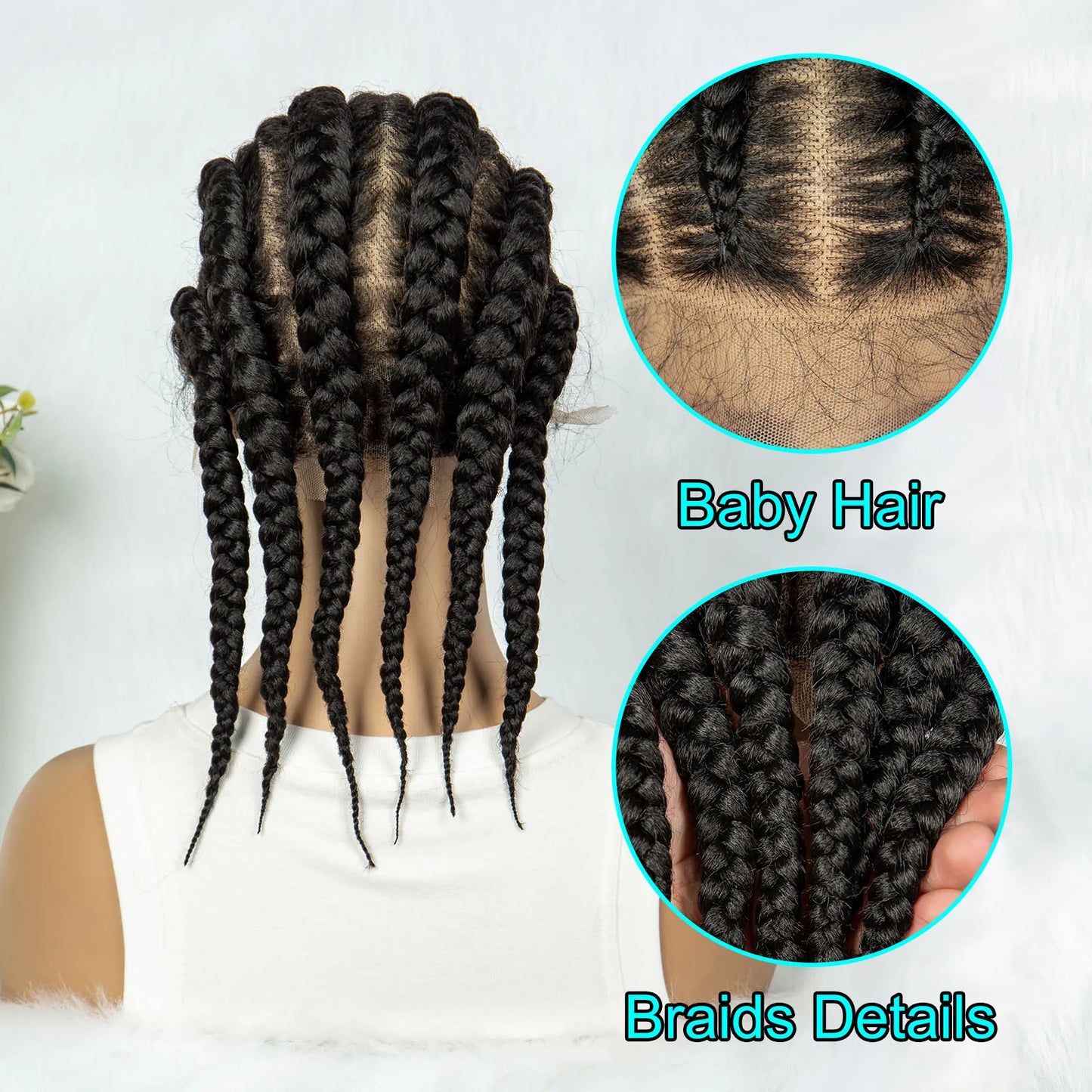 KIMA Full Lace Cornrow Box Braided Wig Synthetic Lace Front Wigs for