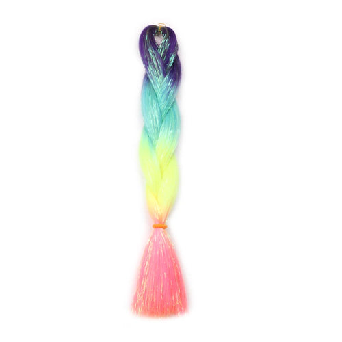 24inch Synthetic Braiding Hair Mix Tinsel Glitter Pink Red Green