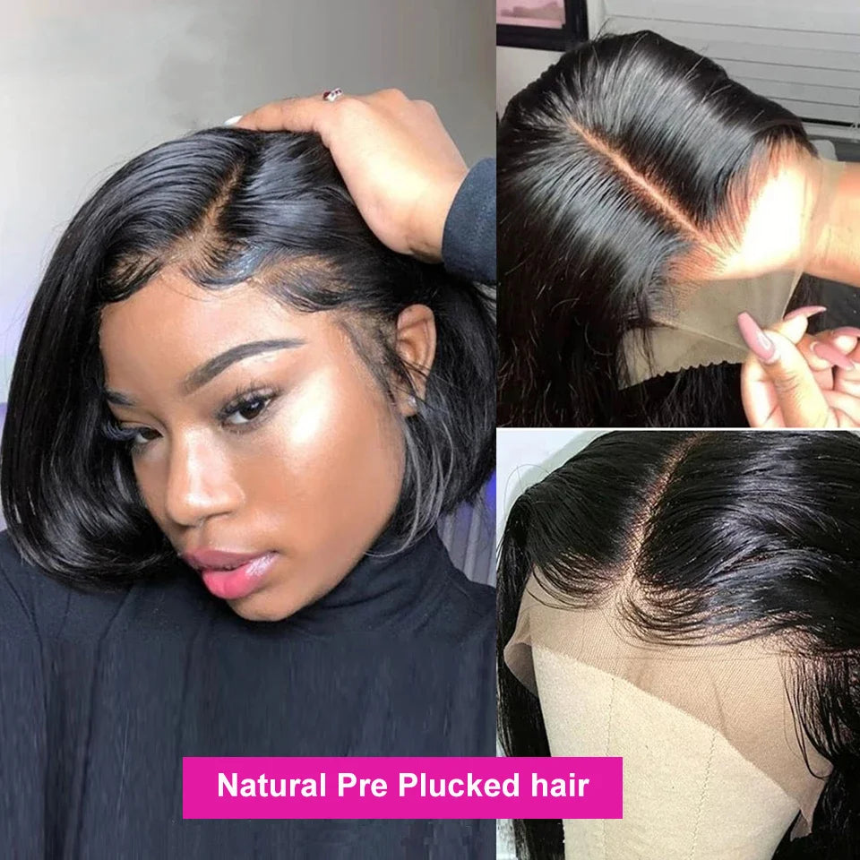 Straight Lace Frontal Bob Wig Pre Plucked 13x4 Human Hair Wigs