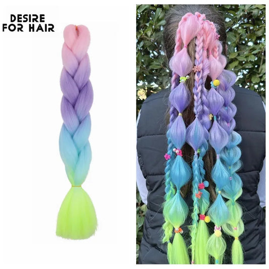 Desire for Hair 24inch 60cm Synthetic Braiding Hair Two Three 4 Ombre