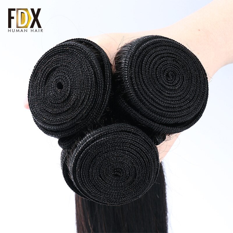 Fdx 30 32 34 36 38 40 Inch Silky Straight Brazilian Hair Weave Bundles