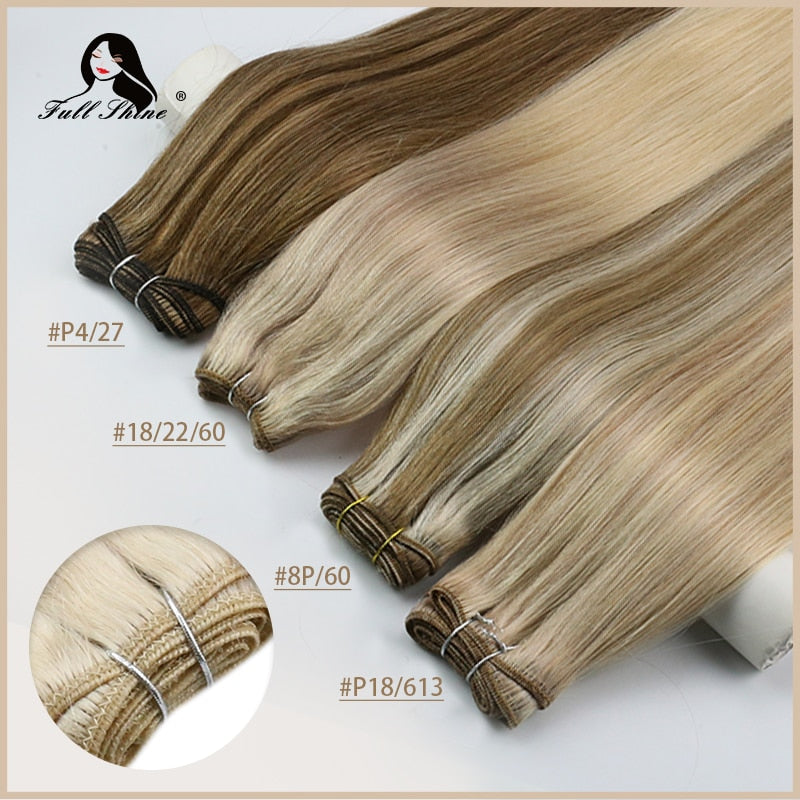 Full Shine Human Hair Weft Extensions Hair Bundles Ombre Blonde Color