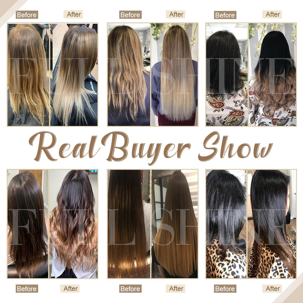 Full Shine Human Hair Weft Extensions Hair Bundles Ombre Blonde Color