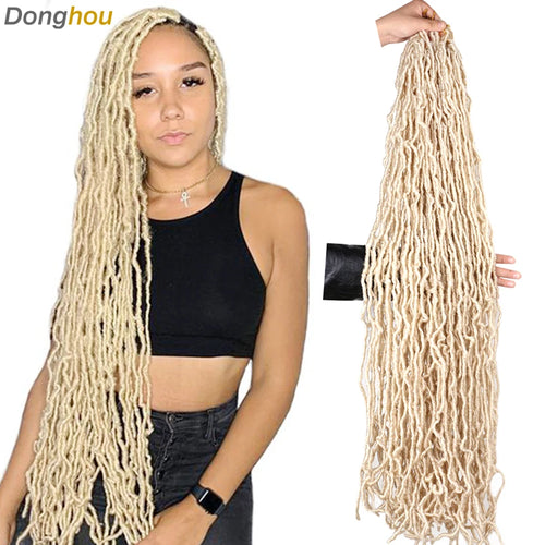 18 24 36Inch Long Messy Boho Goddess Faux Locs Crochet Hair Culry