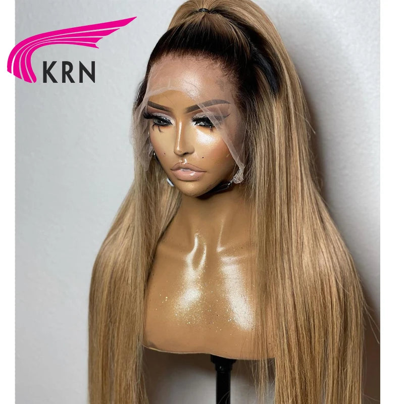 1B27 Straight Hair Lace Front Human Hair Wigs with Baby Hair