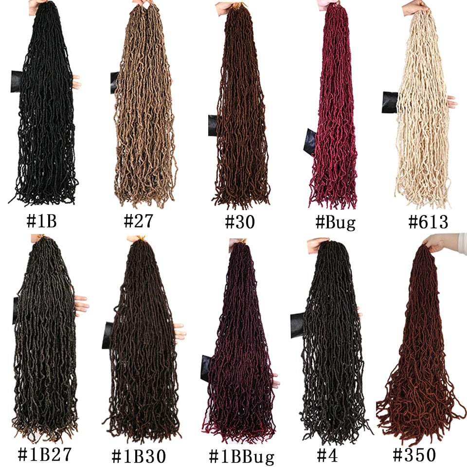 18 24 36Inch Long Messy Boho Goddess Faux Locs Crochet Hair Culry