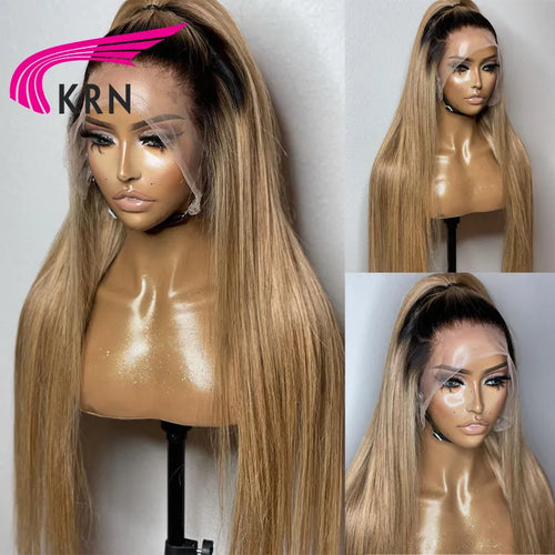 1B27 Straight Hair Lace Front Human Hair Wigs with Baby Hair