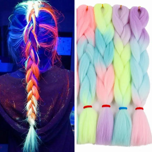 Ombre Glowing Luminous Luxury Synthetic Jumbo Braids Florescent