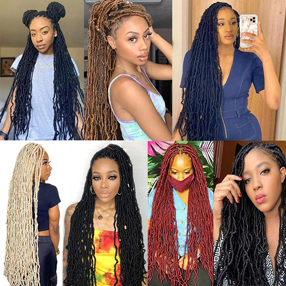 18 24 36Inch Long Messy Boho Goddess Faux Locs Crochet Hair Culry