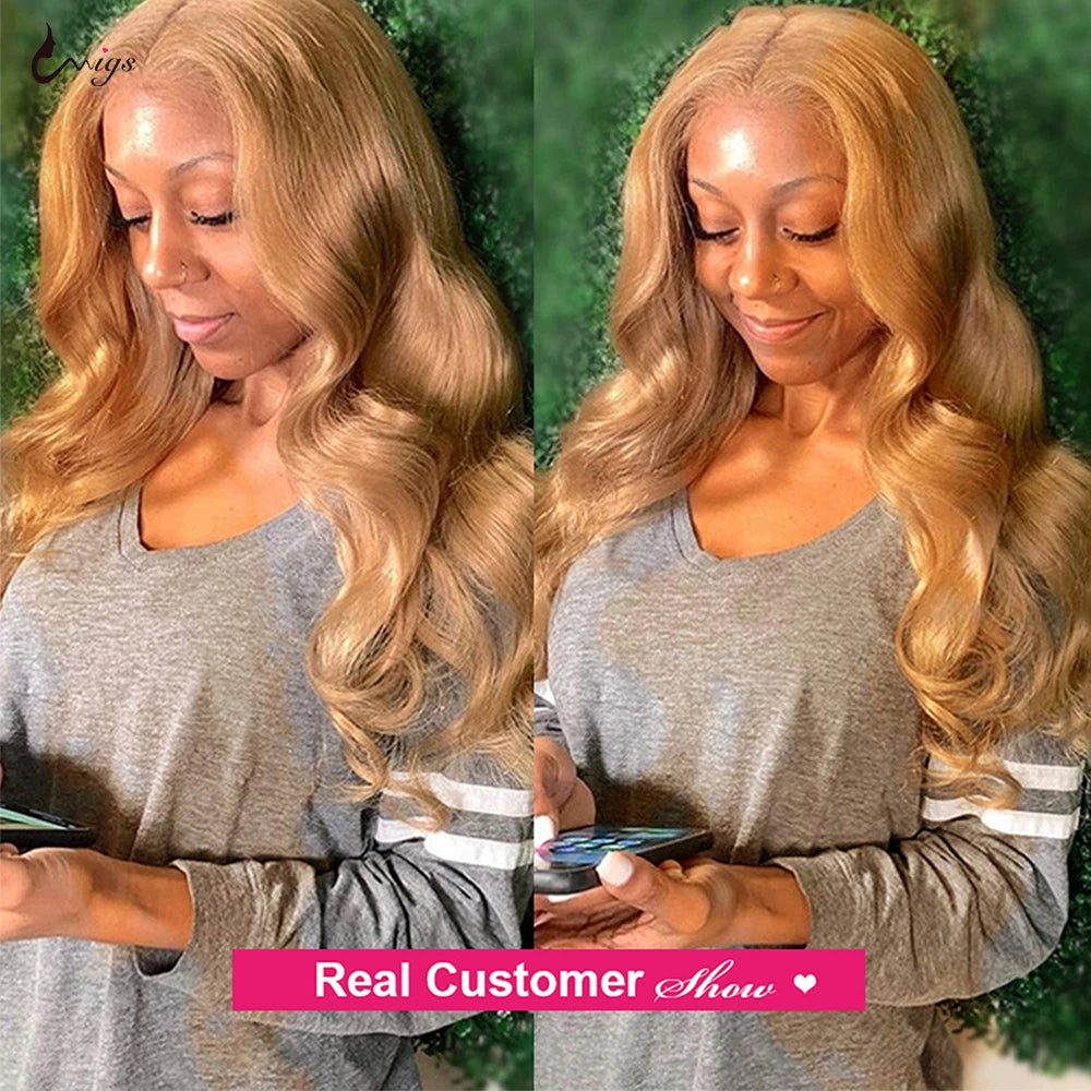 #27 Honey Blonde Human Hair Bundles with Closure Brazilian Hair Weave