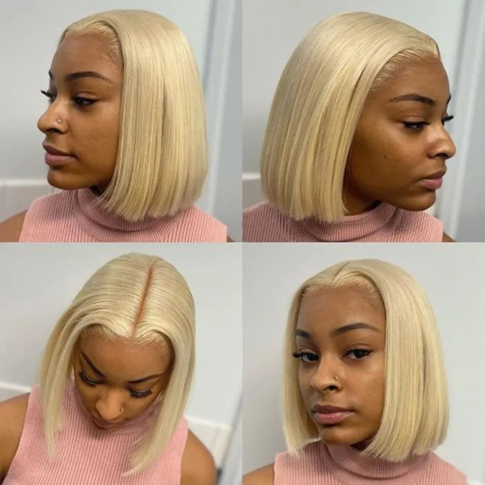 613 Honey Blonde Short Bob Wig Hd 13x4 Lace Front Human Hair Wigs For