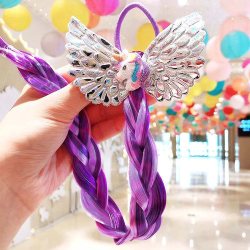 2021 New Girls Cute Cartoon Bow Butterfly Colorful Braid Headband Kids