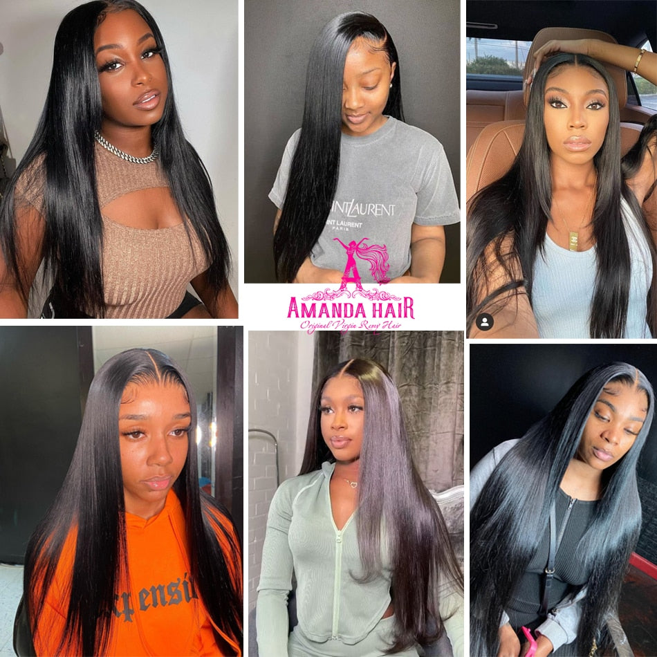 HD Lace Frontal Wigs 30 inches Straight Human Hair Wigs 180%