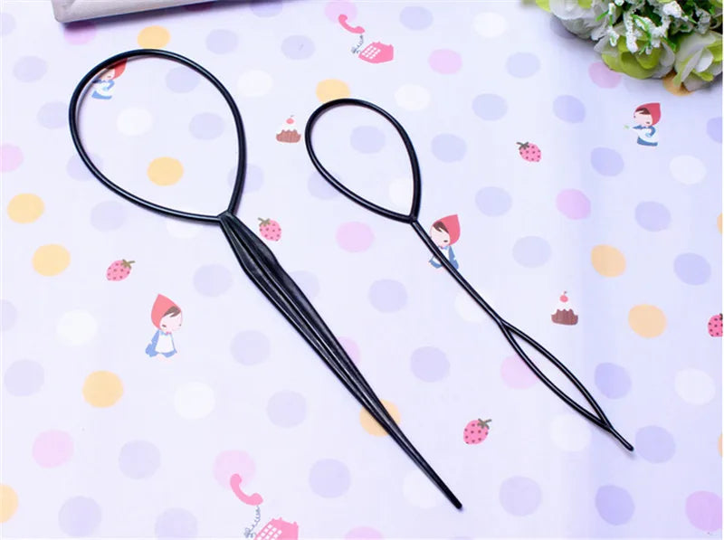 2Pcs Black Ponytail Creator Plastic Loop Styling Tools Tail Clip Hair