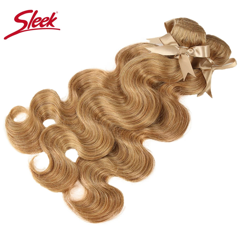 Sleek Honey Blonde 27 Colored Hair Brazilian Body Wave Natural Remy