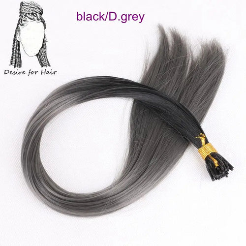 Desire for hair 100strands 22inch long 1g heat resistant ombre grey