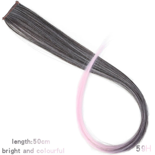 Lupu Synthetic 22 Inch Long Straight Hair Extensions Ombre Pink Purple