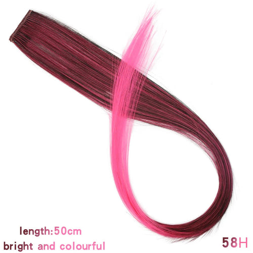 Lupu Synthetic 22 Inch Long Straight Hair Extensions Ombre Pink Purple