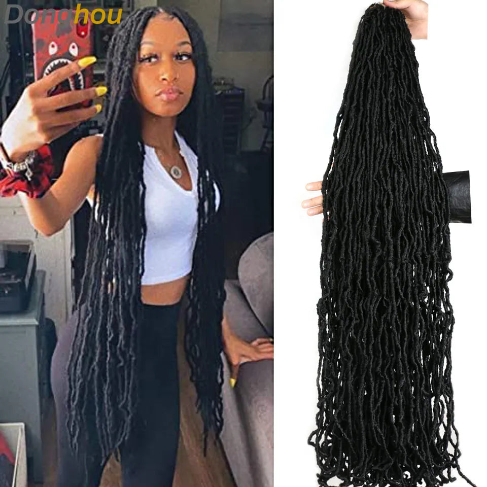 18 24 36Inch Long Messy Boho Goddess Faux Locs Crochet Hair Culry