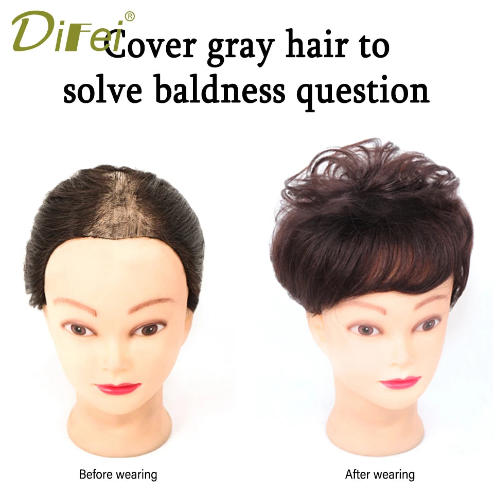 DIFEI Short Curly Hair The Top Of The Head Replacement Piece Hair