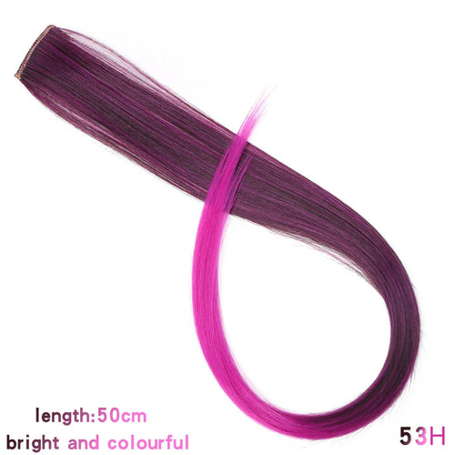 Lupu Synthetic 22 Inch Long Straight Hair Extensions Ombre Pink Purple