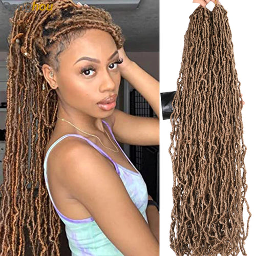 18 24 36Inch Long Messy Boho Goddess Faux Locs Crochet Hair Culry