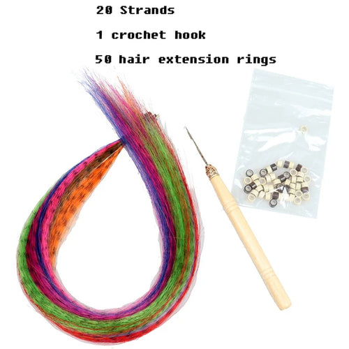 Fake Hair Colored Strands of Hair Extension False Rainbow Overhead