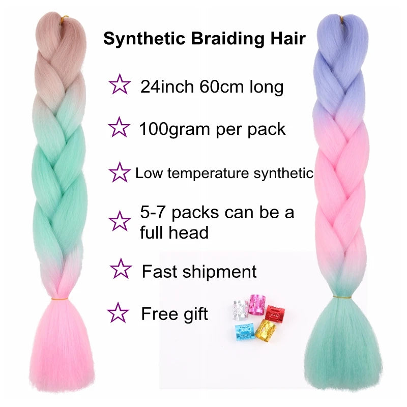 Desire for Hair 24inch 60cm Synthetic Braiding Hair Two Three 4 Ombre