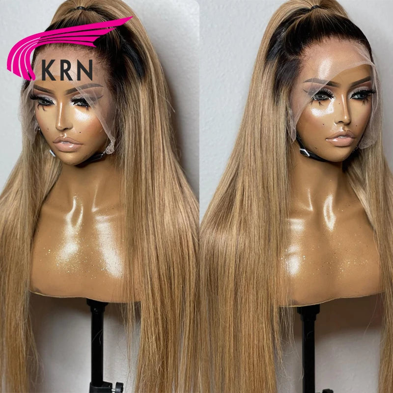 1B27 Straight Hair Lace Front Human Hair Wigs with Baby Hair