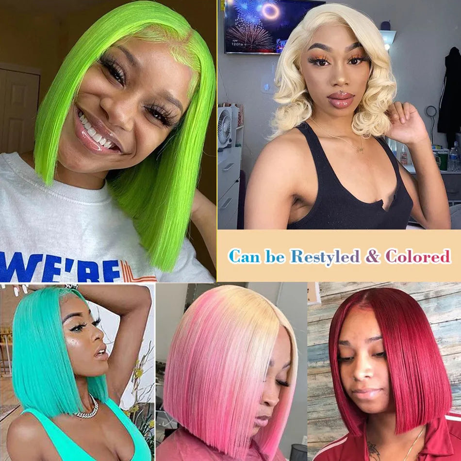 613 Honey Blonde Short Bob Wig Hd 13x4 Lace Front Human Hair Wigs For