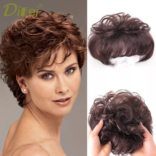 DIFEI Short Curly Hair The Top Of The Head Replacement Piece Hair