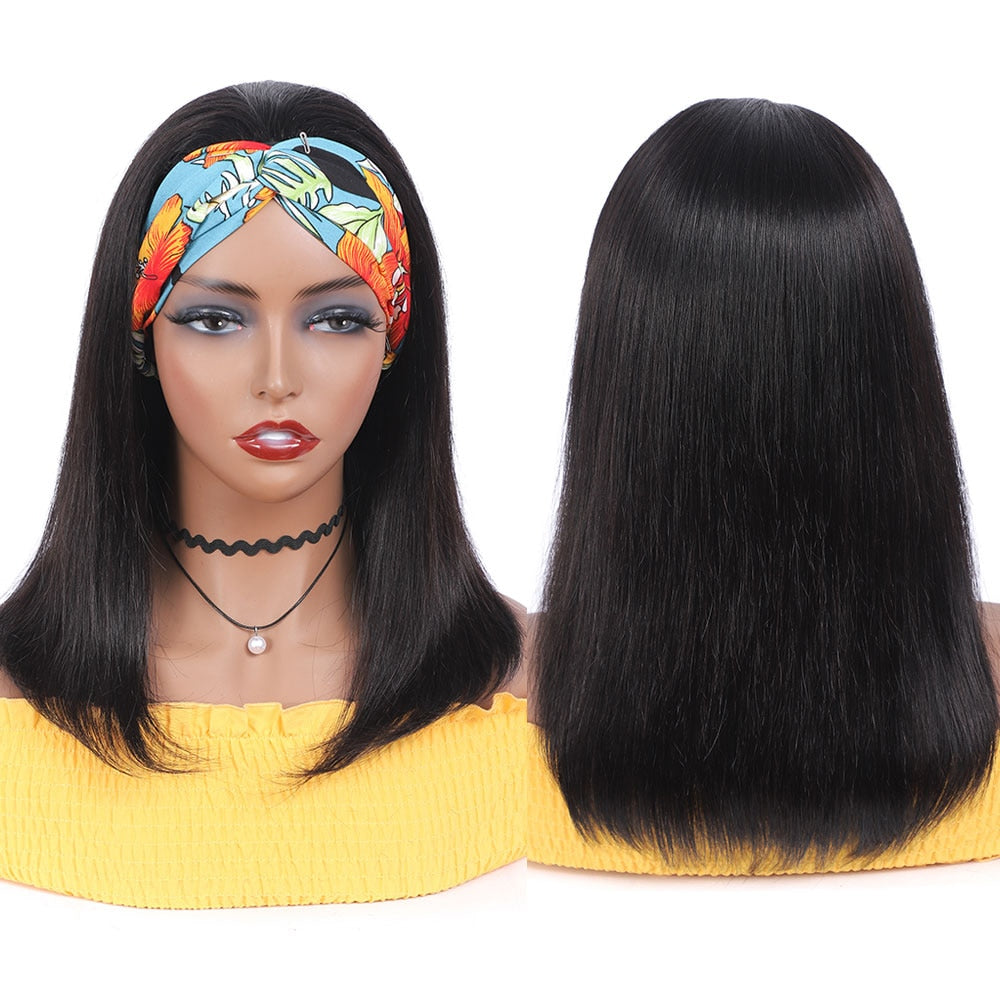 Headband Wig Human Hair Straight | Headband Wig Full Machine Wigs -