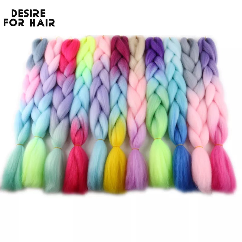 Desire for Hair 24inch 60cm Synthetic Braiding Hair Two Three 4 Ombre