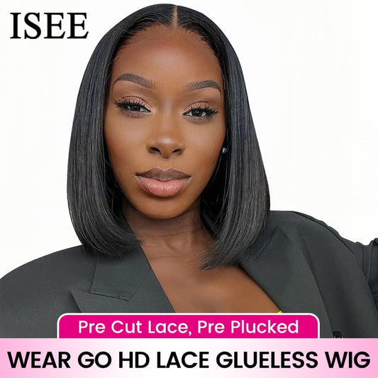 ISEE HAIR Wear And Go Glueless Human Hair Wig Malaysian Straight Short